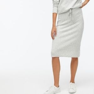 J. Crew sweater skirt grey white stripe athleisure midi